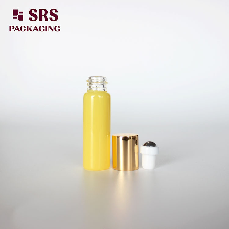 SRS Gold Cap Empty Yellow Roll on Glass Bottle 5ml
