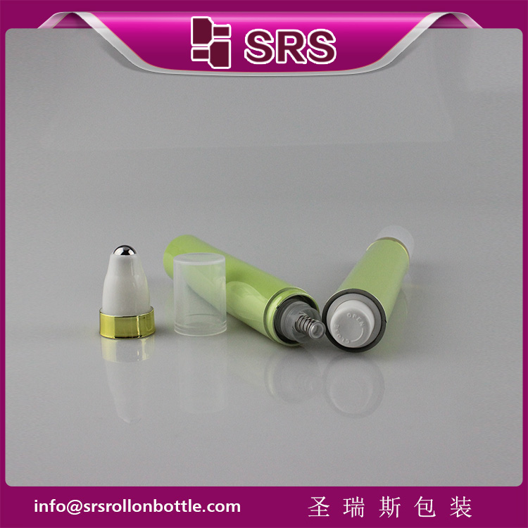 AY-15ml Green Color Airless Cosmetic Roller Ball Bottle