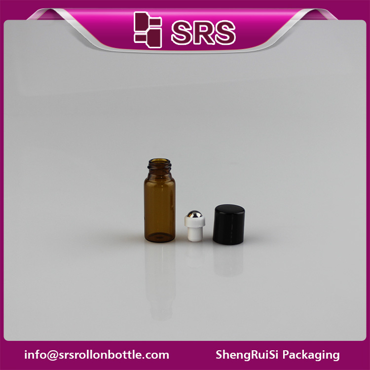 SRS 3ml cosmetic roll on round shape oil glass bottle