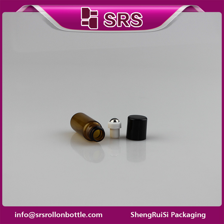 SRS 3ml cosmetic roll on round shape oil glass bottle