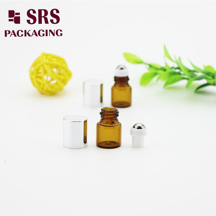 Cosmetic 1ml Amber Perfume Bottle with Glass Roller Ball