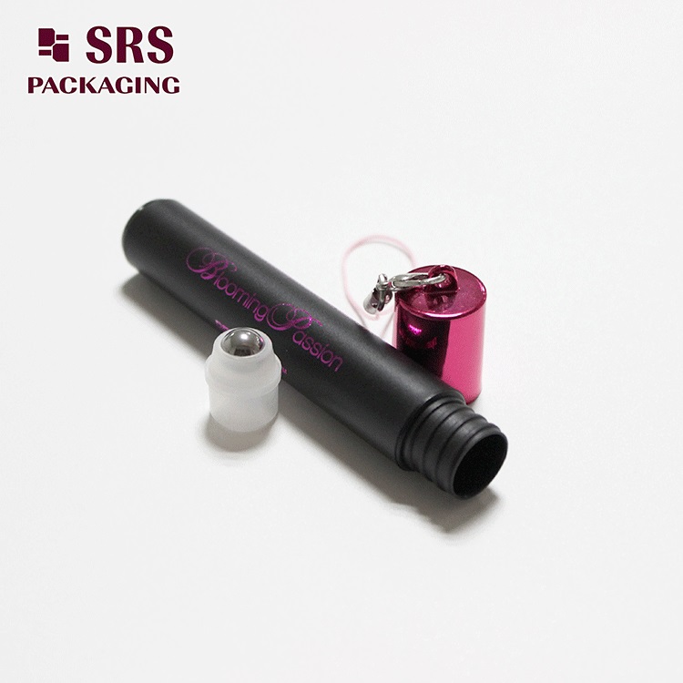 black palstic cosmetic roller bottle 8ml with hook