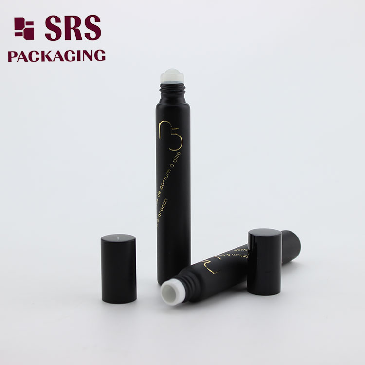 SRS Cosmetic Matt Black Perfume Glass Roll on Bottle 10ml