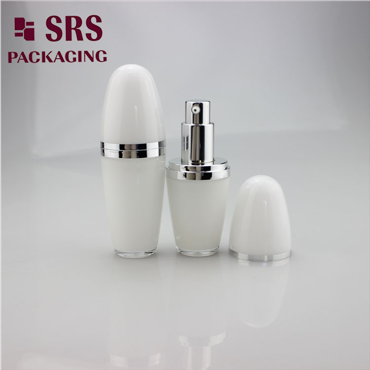 L010 cosmetic ball shape 15ml 30ml acrylic white lotion bottle
