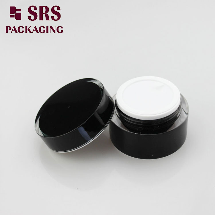 J021 SRS Classical Round Skin Care Cream Gel Black Acrylic Jar