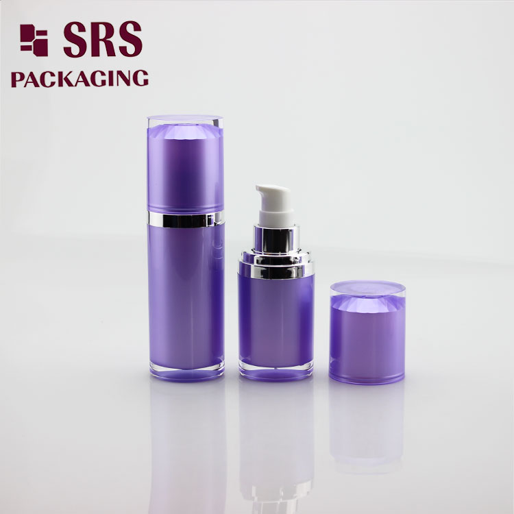 A301 SRS Cosmetic Round Shape Acrylic 15ml purple Airless Bottle
