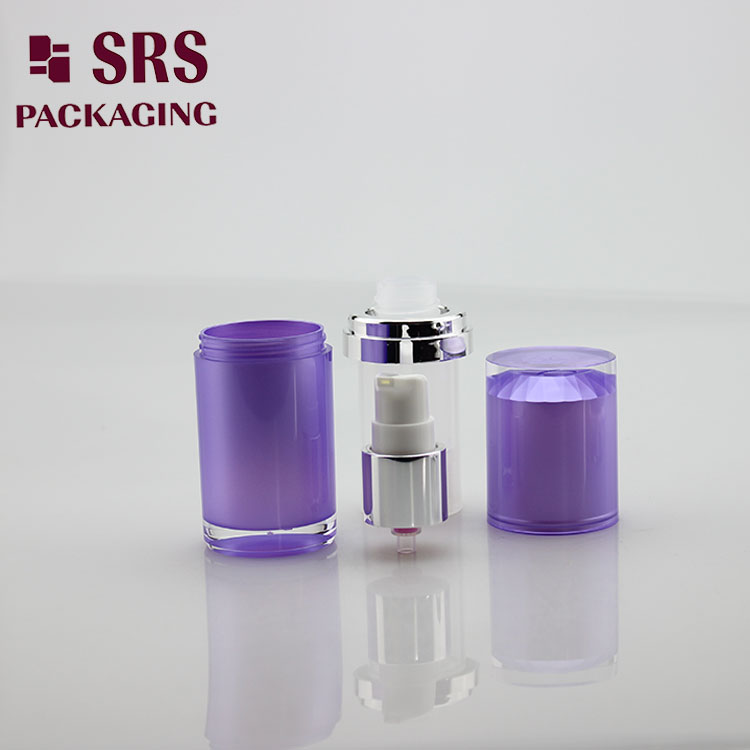 A301 SRS Cosmetic Round Shape Acrylic 15ml purple Airless Bottle