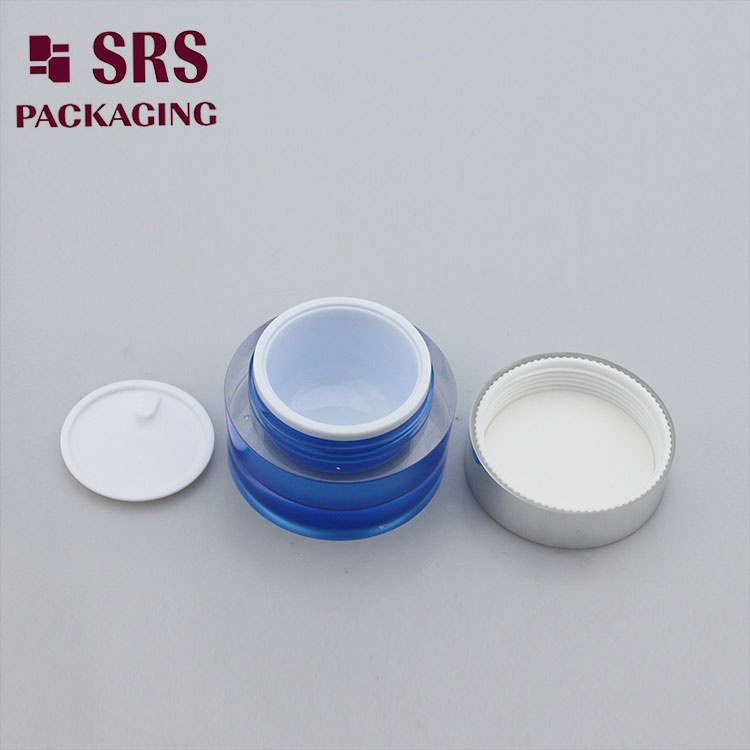 J023 SRS Luxury Acrylic Round Shape Blue Color 30g Cream Jar