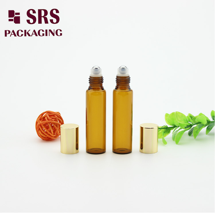 5ml Perfume Oil Bottle Amber Glass Roll on Cosmetic Vial