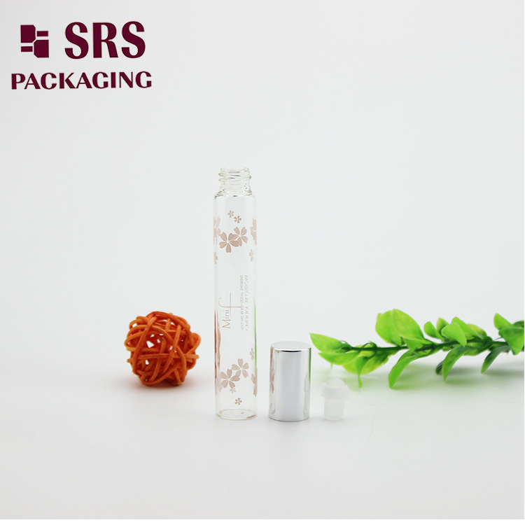 Silk Screen Printing 10ml Transparency Glass Perfume Roll on Bottle