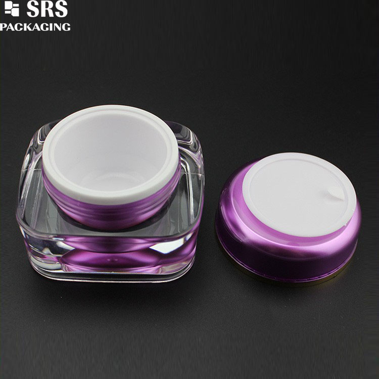 J051 Empty square cosmetic acrylic jars 50g with round cap
