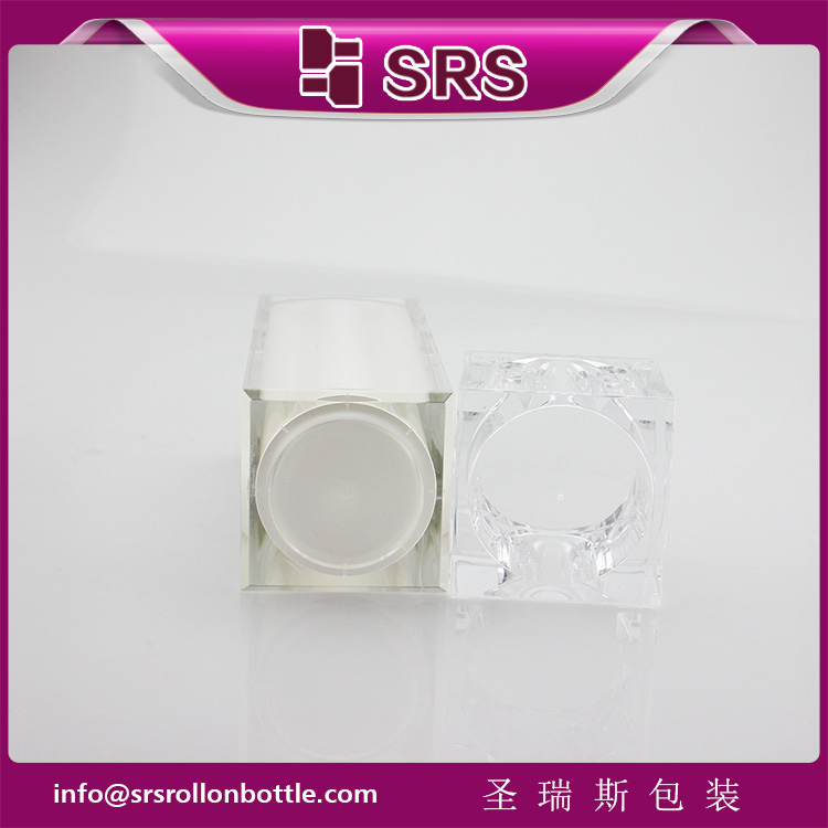 A055 Airless Pearl White Square Acrylic Empty Emulsion Bottles 100ml