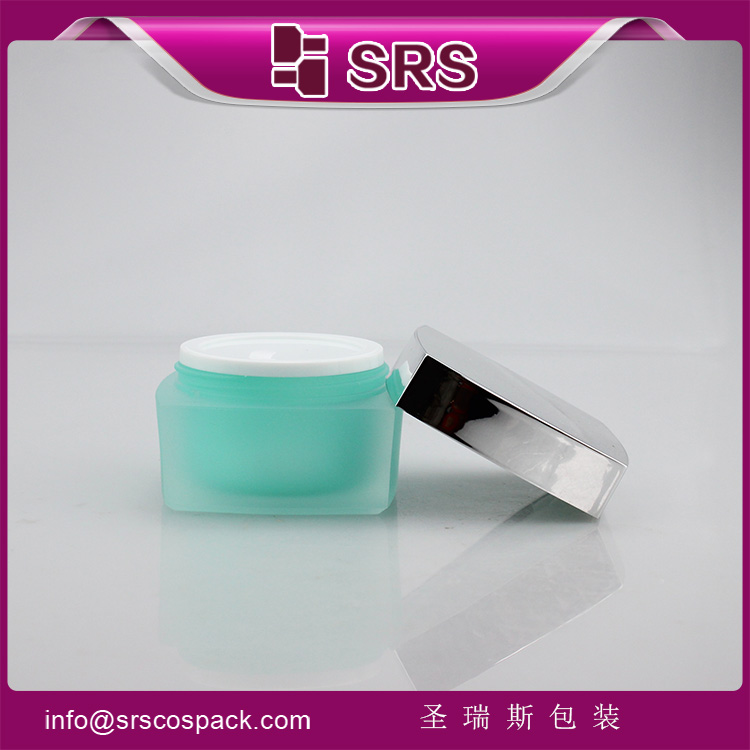 J050 Square Empty green 50g Luxury Acrylic Cream Cosmetic Jar