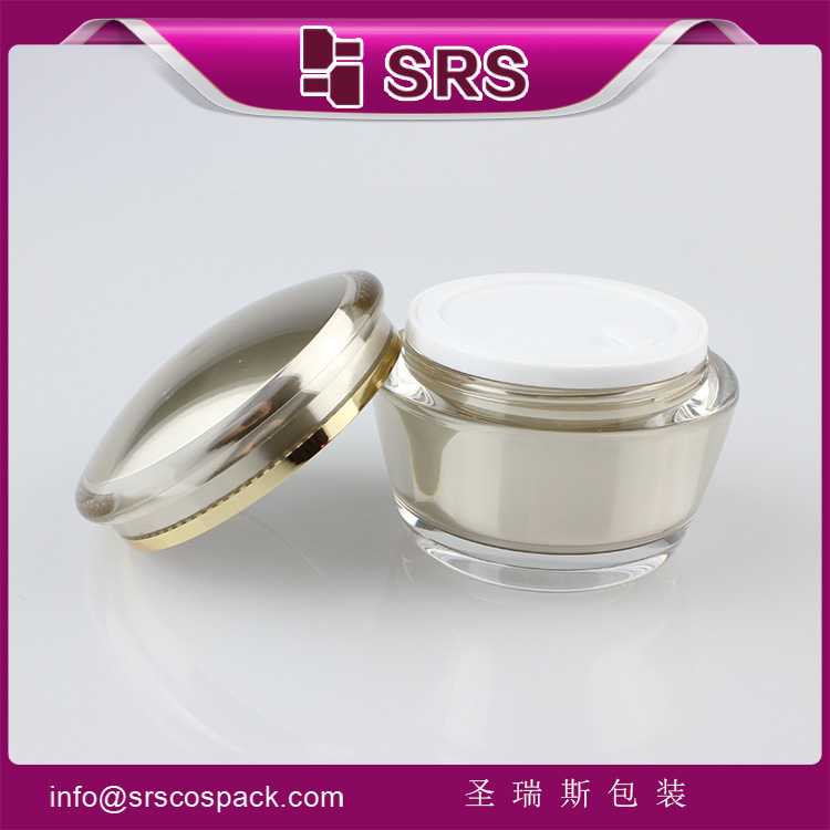 J035 SRS Cosmetic Gold Color Plastic Skin Care luxury Jar