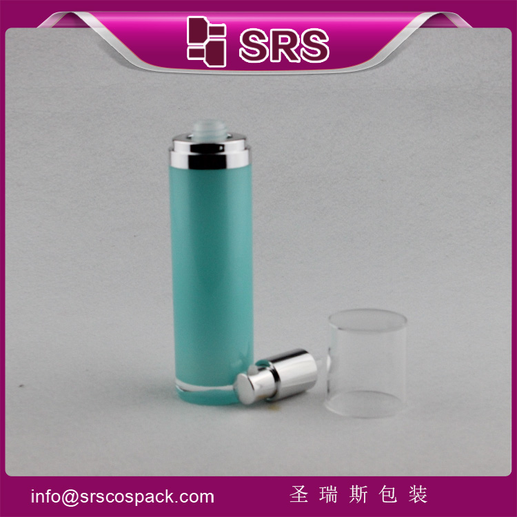 A023  Green Empty Acrylic 100ml Cosmetic Airless Pump Bottle with Lid