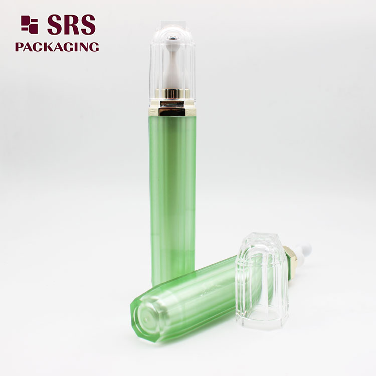 L002 empty hexagon Painting green Color Acrylic Roller Bottle