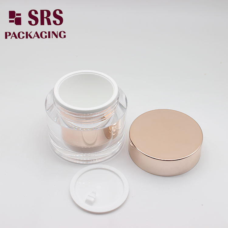 J0211A SRS 50g Metalized Rose Pink Cosmetic Gel Jar Empty