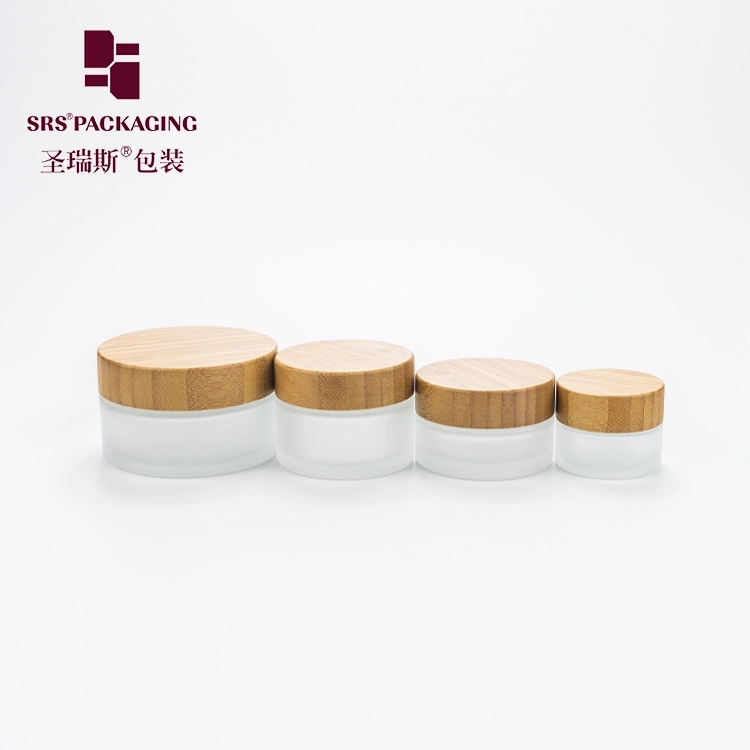 Wholesale 15g 30g 50g 100g glass facial cream container jar with bamboo lid