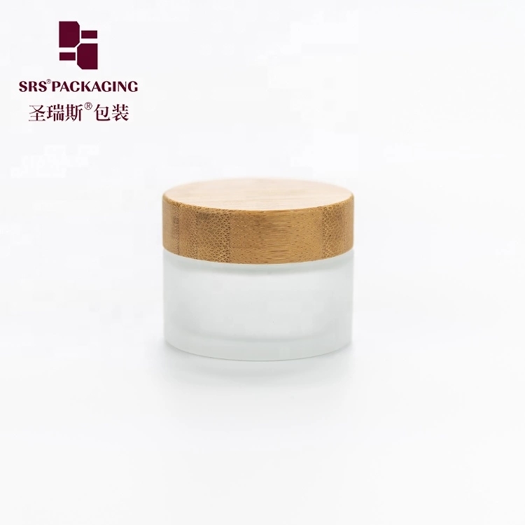 Wholesale 15g 30g 50g 100g glass facial cream container jar with bamboo lid
