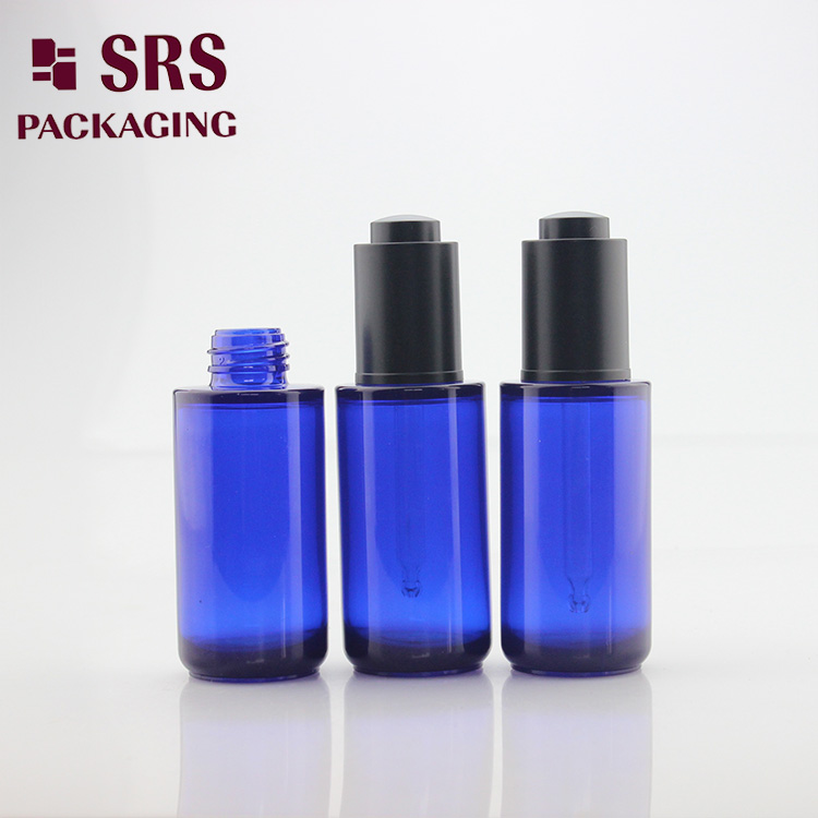 hot sale 40ml round blue color PETG thick wall luxury dropper bottle

