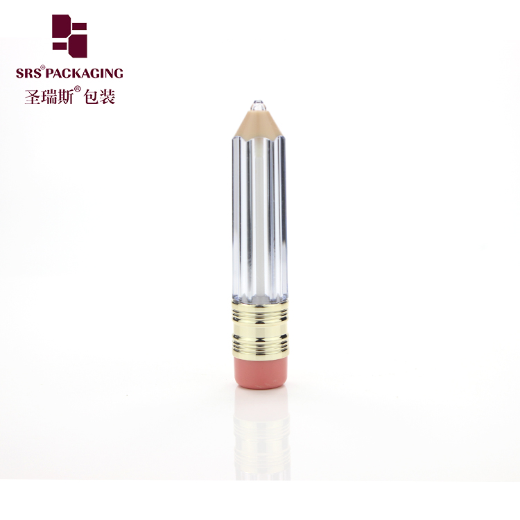 pencil shape plastic empty transparent wholesale lipgloss packaging
