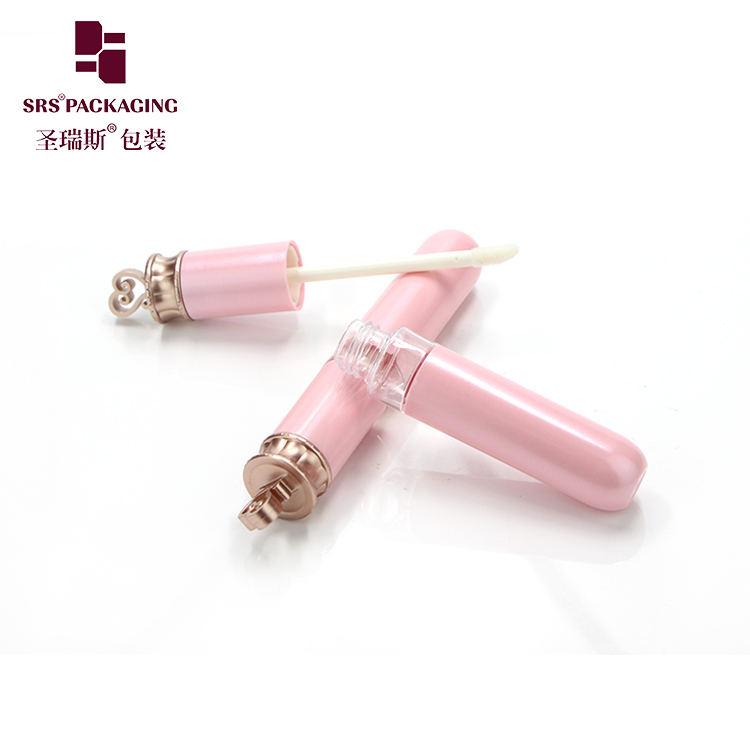Luxury rose gold lip gloss tubes round shape plastic shape cosmetic packaging