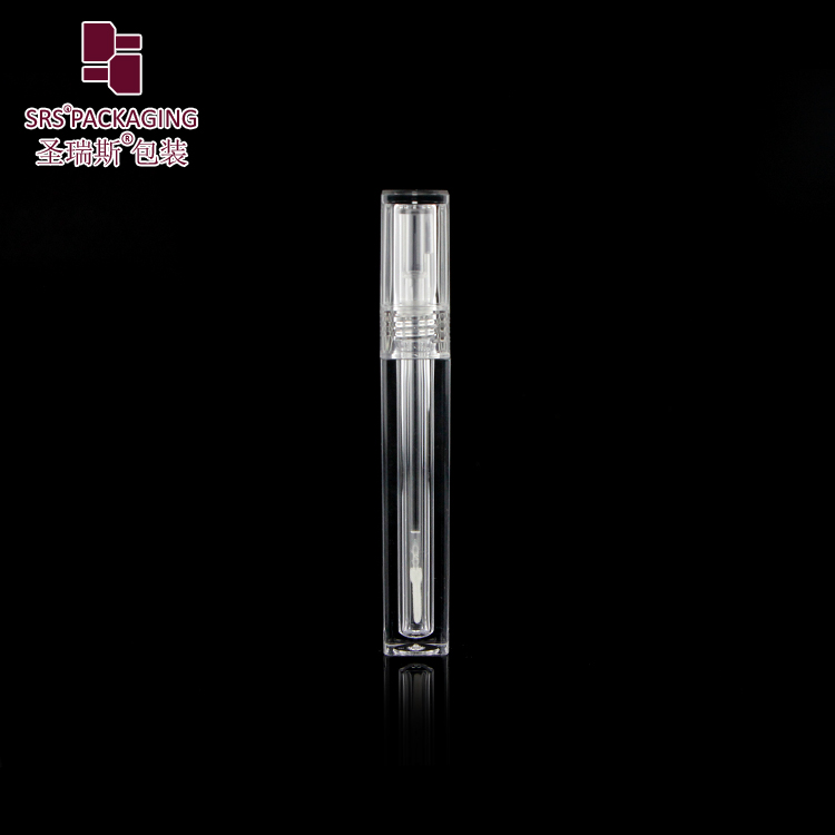 transparent lipgloss tube  square shape Plastic cosmetic packaging