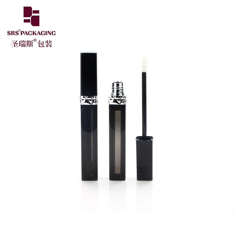 customized black lipgloss tube 6ml make up cosmetic packaging in stock