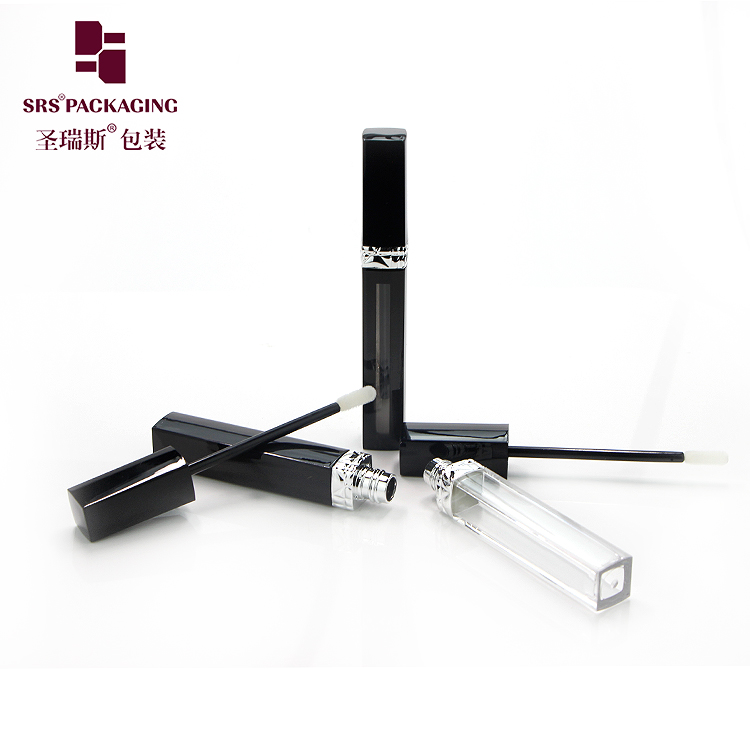 customized black lipgloss tube 6ml make up cosmetic packaging in stock