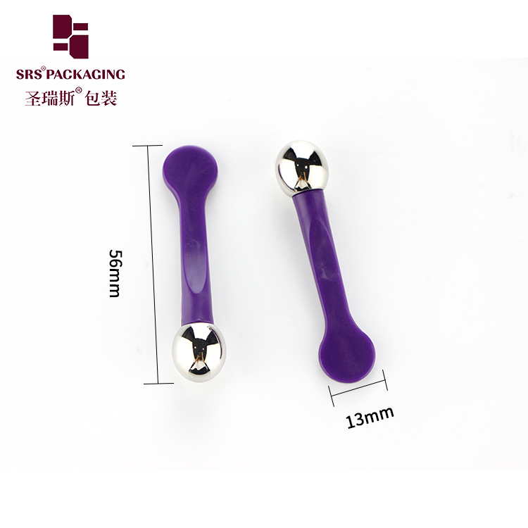 Multifunctional metal eye massage stick cosmetics purple plastic spoon and spatula