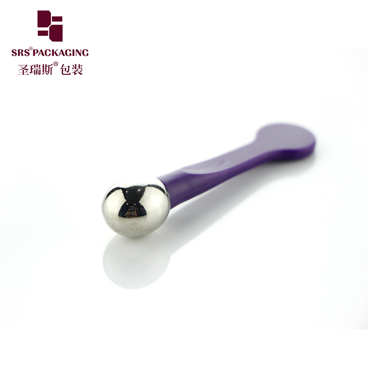 Multifunctional metal eye massage stick cosmetics purple plastic spoon and spatula