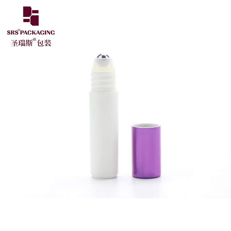 White Plastic Perfume Packaging 5ml Roller Ball Bottle with alumium cap