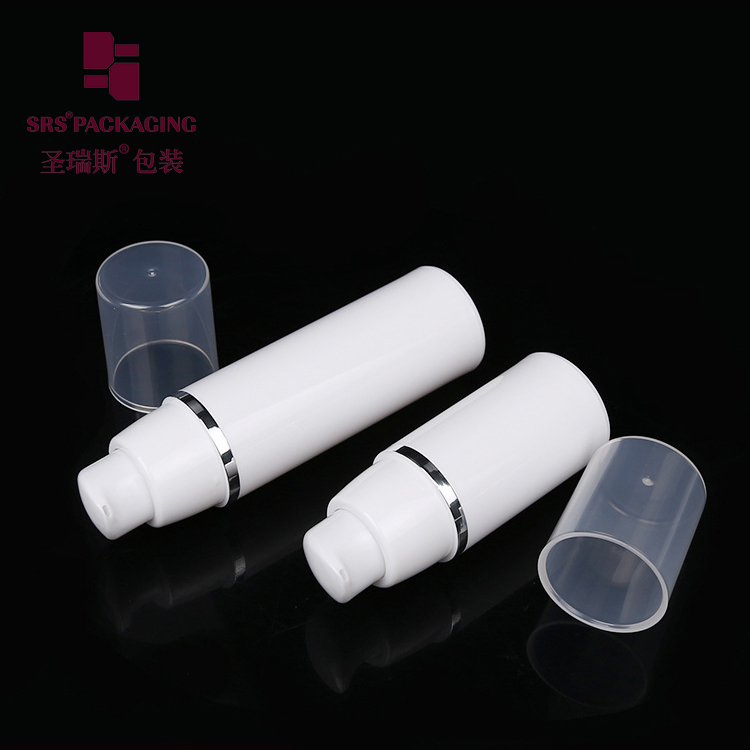 Cosmetic Pump Airless Bottle PP Plastic with Silver Line Wholesale Empty 15ml 30ml 50ml 