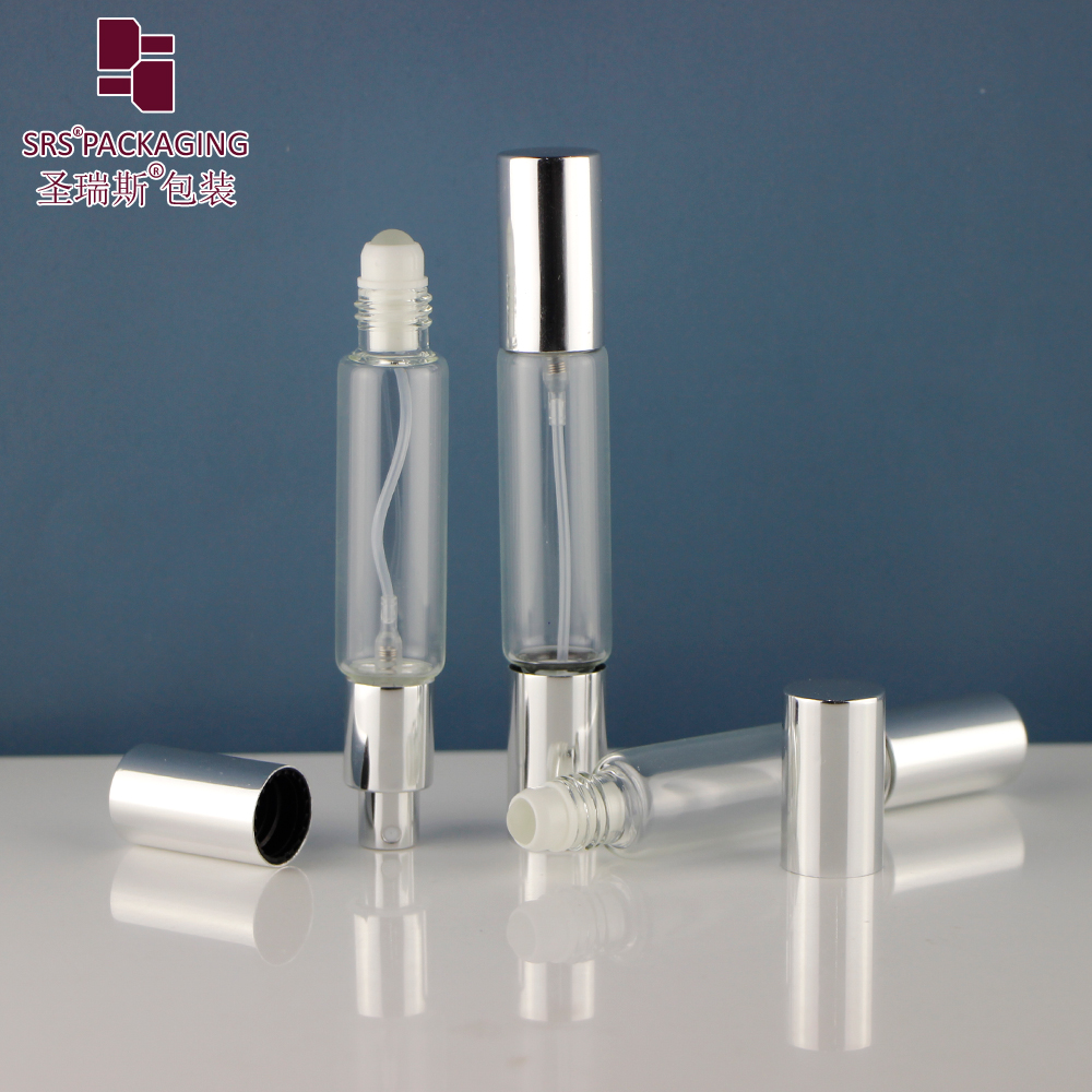 10ml Perfume Empty Double Head Lid Roller And Glass Spray Bottle