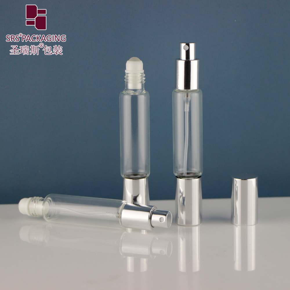 10ml Perfume Empty Double Head Lid Roller And Glass Spray Bottle