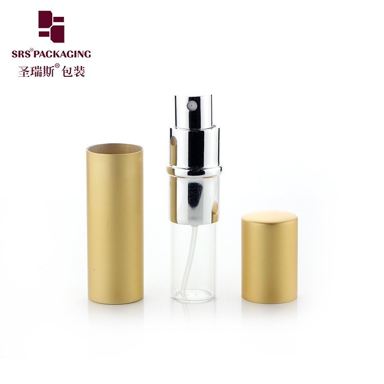 Mini Size Cosmetic Empty Gold Silver Fragrance Perfume Spray Bottle 5ml