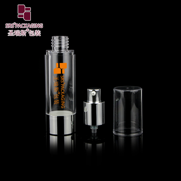 Transparent Bottle Aluminum Airless Pump Bottle Lotion Vacuum Bottle For Cosmetic Clear Cap