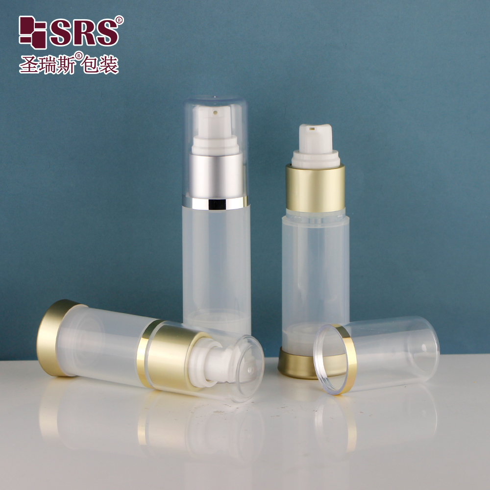 Cylindrical 15ML 30ML 50ML PP Plastic Airless Pump Bottle With Snap Lotion Pump