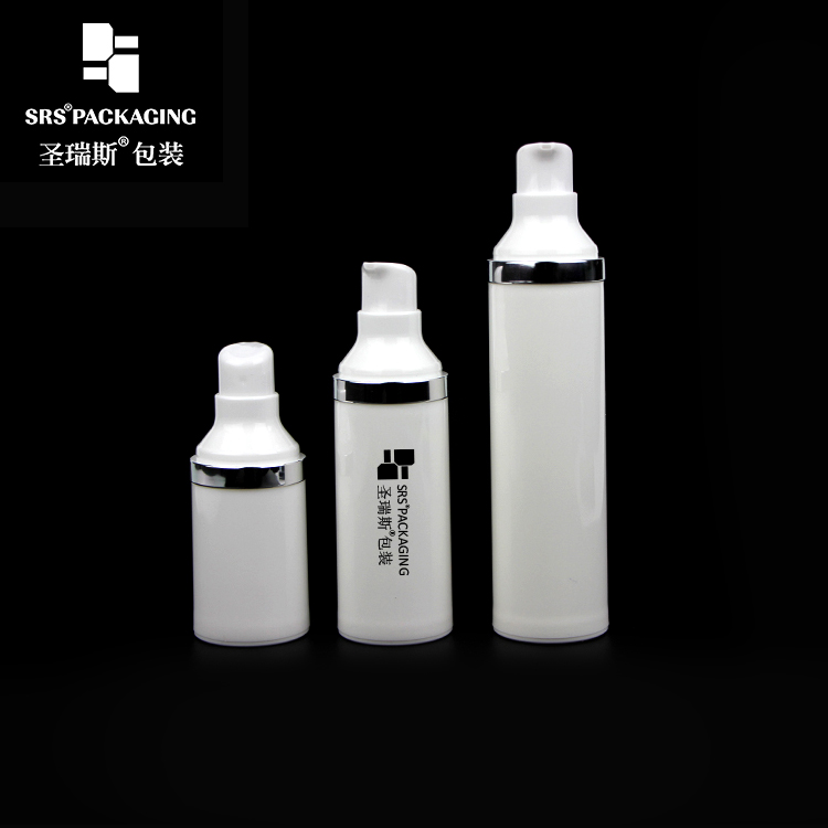 Eco-friendly PP Plastic Skin Care White Airless Pump Bottle 15ml 30ml 50ml