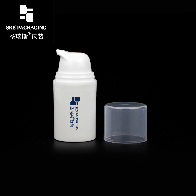 Customized White PP Plastic Eco-friendly Airless Lotion Pump Bottle 15ml 30ml 50ml