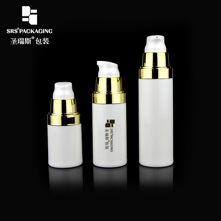 Luxury 15ml 30ml 50ml white  PP plastic Vacuum bottle with Airless pump for emulsion