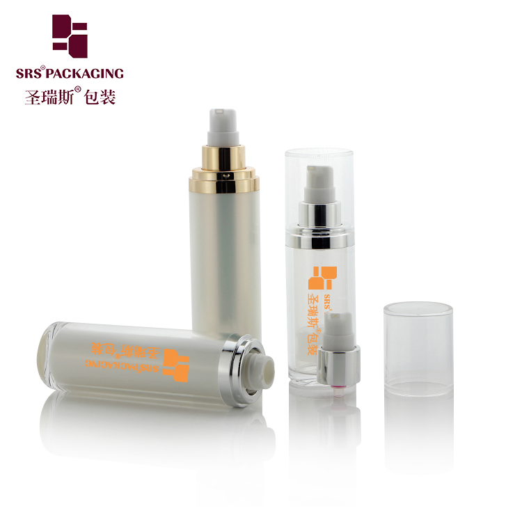 A302 Wholesale Pearl White Acrylic Round Cosmetic Lotion Pump Bottle 15ml 30ml 50ml