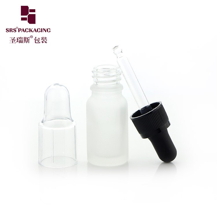 Frosting Clear 10ml Glass dropper Bottles customized Essential Oil cosmetic packaging
