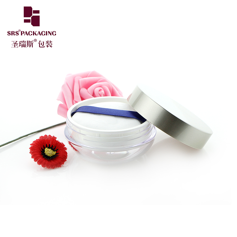 Wholesale Empty Transparent Loose Powder Jar 20g With Luxury Champagne Lid and Soft Puff