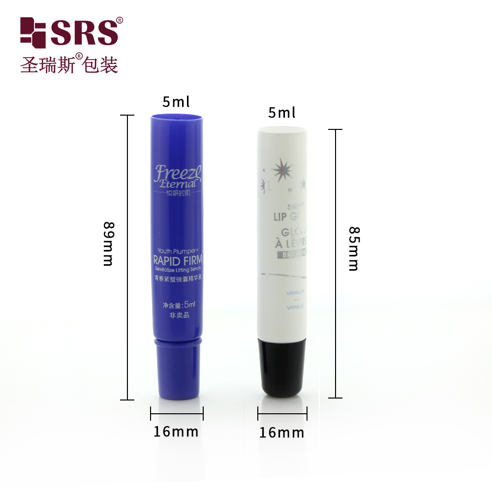 Mini Size Round Shape Lip gloss Plastic Custom Color Soft Tube 5ml