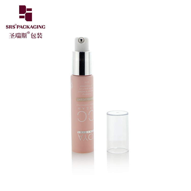 Pink Colored PE PCR Soft Tube For Cosmetics Diameter 24mm Squeeze Tube With Single Roller Ball Applicator Head