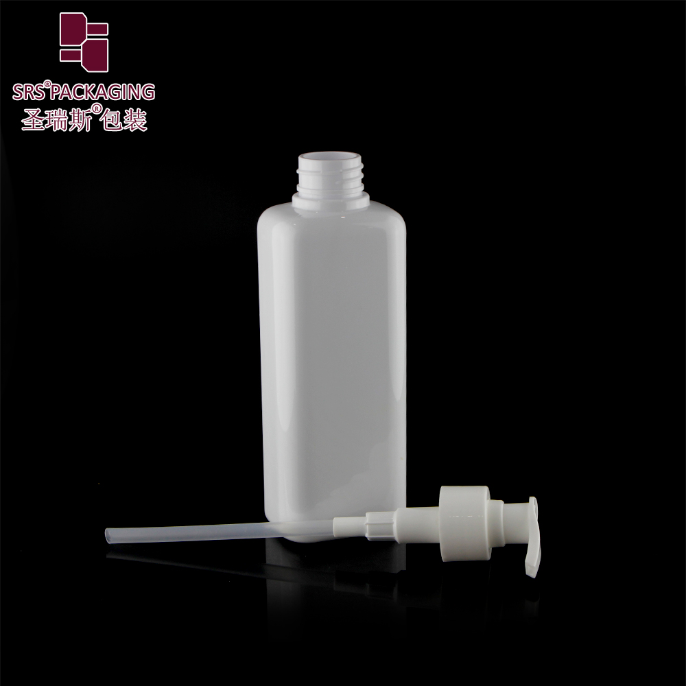 250ml 300ml Squeeze White Eco-friendly Pet PCR Empty Plastic Pump Square Shampoo Bottles
