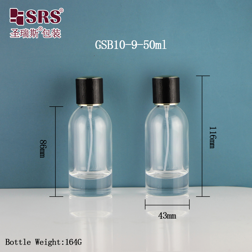Boston Shape Transparent Perfume Fragrance Empty 50ml Glass Spray Bottle