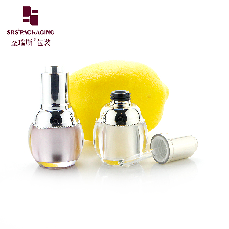 Custom Cosmetic Skincare Packaging Luxury Acrylic Plastic Essence Serum Dropper Bottle 8ml