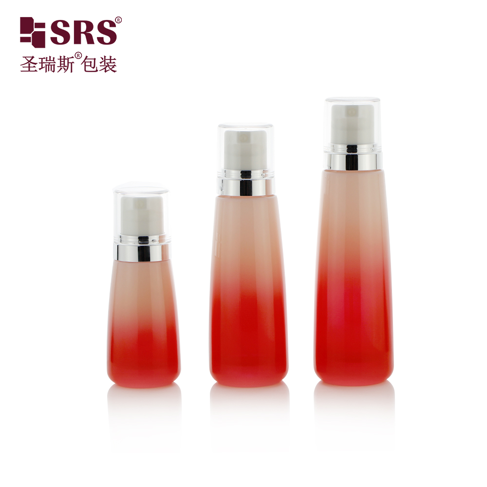 Custom Red Gradient Color Empty Glass Lotion Bottle 50ml 100ml 120ml for Cosmetics